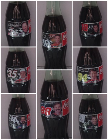 € 40,00 coca cola 8 flessen Nascar 1998 nrs. 0857, 0859, 0861, 0862, 0863, 0864, 0865, 0866